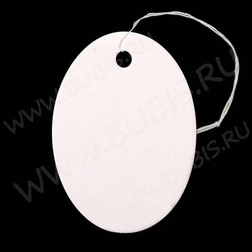 Этикетка 05 бирка ценник с ниткой Овал 25*20мм белая (картон) (упаковка и хранение) (ок.100шт)