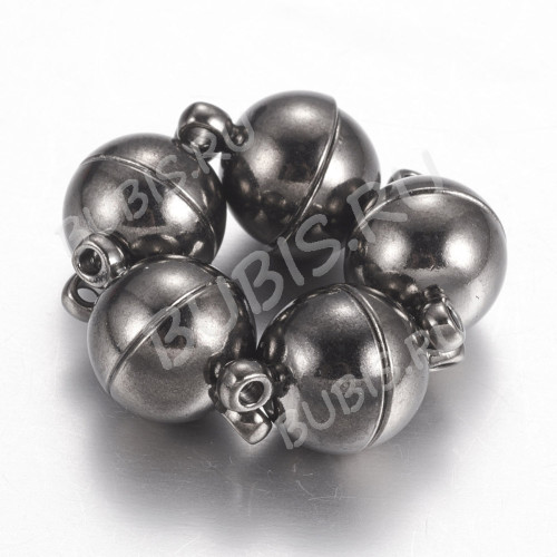 Магнитный замочек №41 Шар с петельками 16*10мм черный никель (Brass)