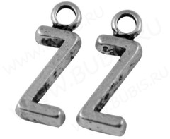 Подвеска буква "Z" 16*6,5*2мм античное серебро (литьё)