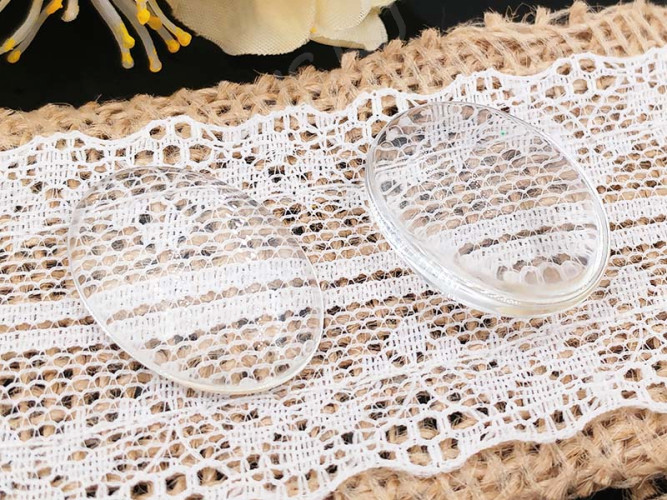 Кабошон стеклянный 02 Овал 25*18*6мм прозрачный (стекло)