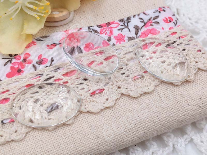 Кабошон стеклянный 02 Овал 25*18*6мм прозрачный (стекло)