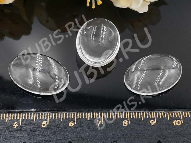Кабошон стеклянный 02 Овал 25*18*6мм прозрачный (стекло)
