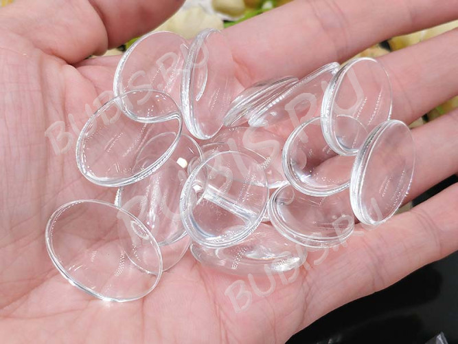 Кабошон стеклянный 02 Овал 25*18*6мм прозрачный (стекло)
