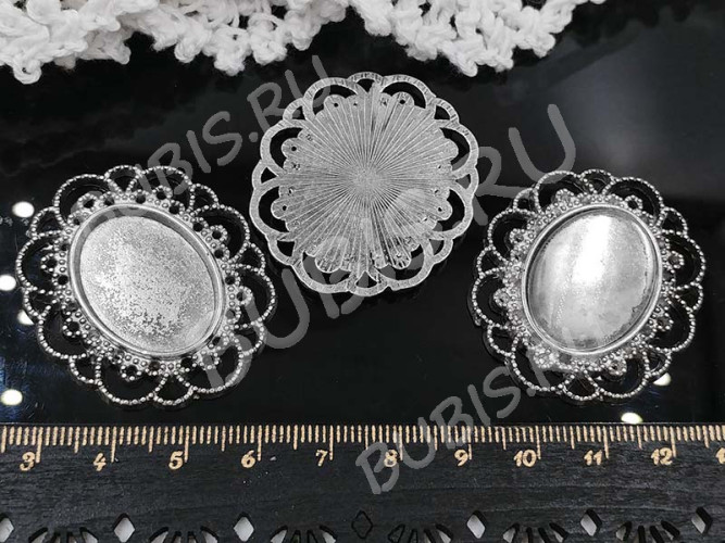 Кабошон стеклянный 02 Овал 25*18*6мм прозрачный (стекло)