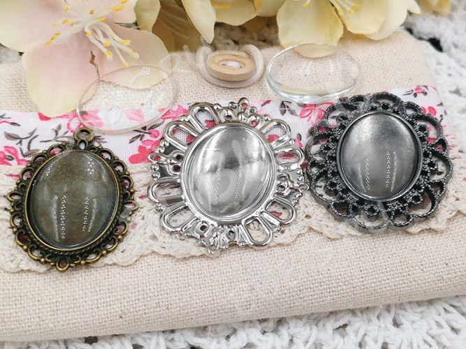 Кабошон стеклянный 02 Овал 25*18*6мм прозрачный (стекло)