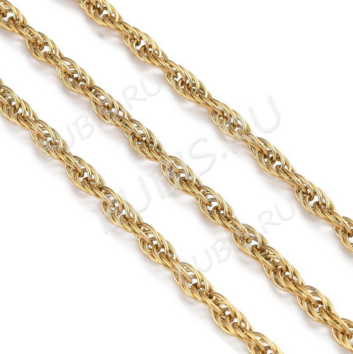 Цепочка S95-G стальная канатная веревка 3мм золотистая (Хирургическая сталь)(50см)