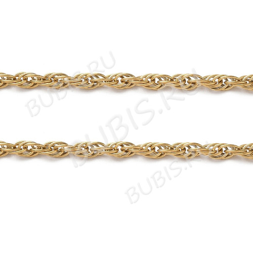 Цепочка S95-G стальная канатная веревка 3мм золотистая (Хирургическая сталь)(50см)