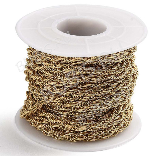 Цепочка S95-G стальная канатная веревка 3мм золотистая (Хирургическая сталь)(50см)