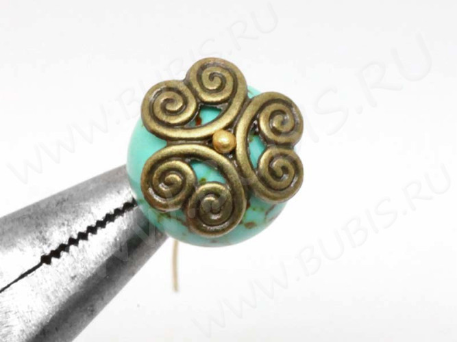 (СКИДКИ!!!) 131 Шапочка Завитки 12*11,5*3,2мм античная бронза (литьё) (10шт)