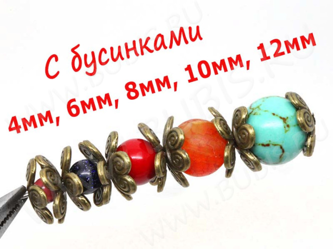 (СКИДКИ!!!) 131 Шапочка Завитки 12*11,5*3,2мм античная бронза (литьё) (10шт)