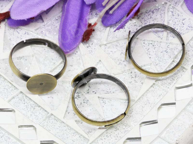 Основа (заготовка) для кольца 125 17мм с платформой 10мм античная бронза (Brass)