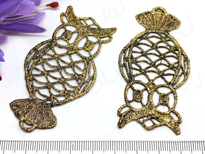 Подвеска Сова коннектор ажурный античное золото (литьё)