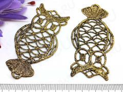 Подвеска Сова 51 коннектор ажурный 63*36*1,3мм античное золото (литьё)