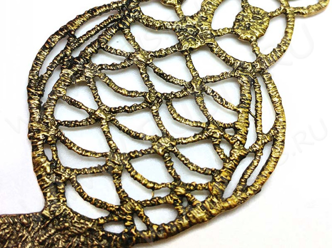 Подвеска Сова коннектор ажурный античное золото (литьё)