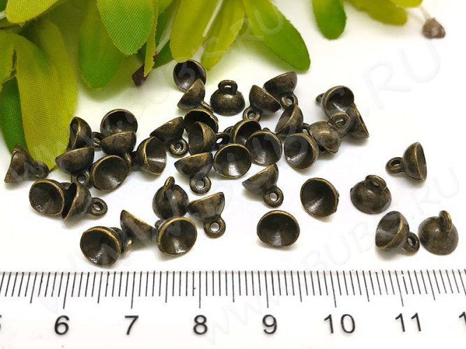 Концевик 047 шапочка подвеска 6,5*6,5*6,5мм античная бронза (литьё)