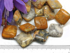 Бусина каменная Ромб 10 20*20*6,5мм Агат Крейзи серо-т.жёлтый (камни)