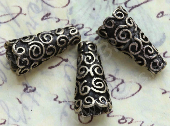 134 Шапочка-конус Завитки 18*9*9мм античная бронза (литьё)