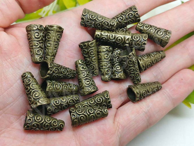 134 Шапочка-конус Завитки 18*9*9мм античная бронза (литьё)