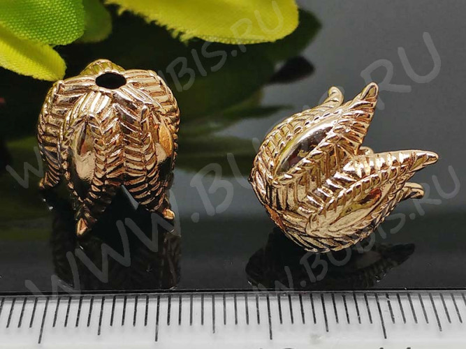 266 Шапочка простая 31 колокольчик винтажный Цветочек 14*14*14мм св.розовое золото (Milano LUX) (Brass с позолотой)