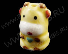 095 Фарфоровая бусина Бычок 18*13мм св.жёлтый