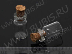 Бутылочка 14 с пробкой 0,6мл 21,5*10*10мм прозрачная (стекло)