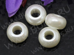 (СКИДКИ!!!) Бусина Пандора 111 Рондель 12*12*7мм жемчужный (акрил) (Pandora Style) (10шт.)