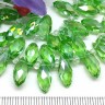 Купить (ОПТ) Подвеска Капля гранёная 12*6*5,5мм Хрусталь св.зелёный с АВ прозрачный (имитация Сваровски) (НИТЬ) с доставкой по России