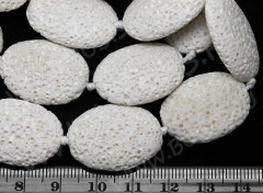 Бусина каменная Овал 30 Лава вулканическая 26*20*7,5мм белая молочная (камни)