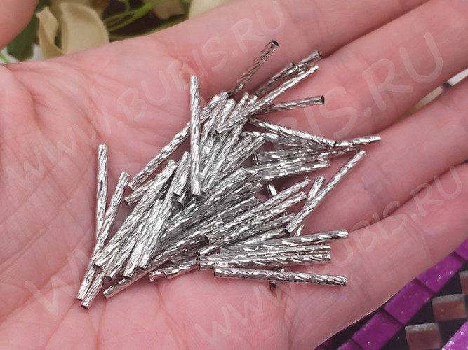 (СКИДКИ!!!) Трубочка металлическая 11 прямая витая 25*2*2мм цвет платины (Brass) (10шт.)