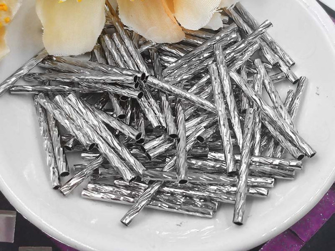 (СКИДКИ!!!) Трубочка металлическая 11 прямая витая 25*2*2мм цвет платины (Brass) (10шт.)