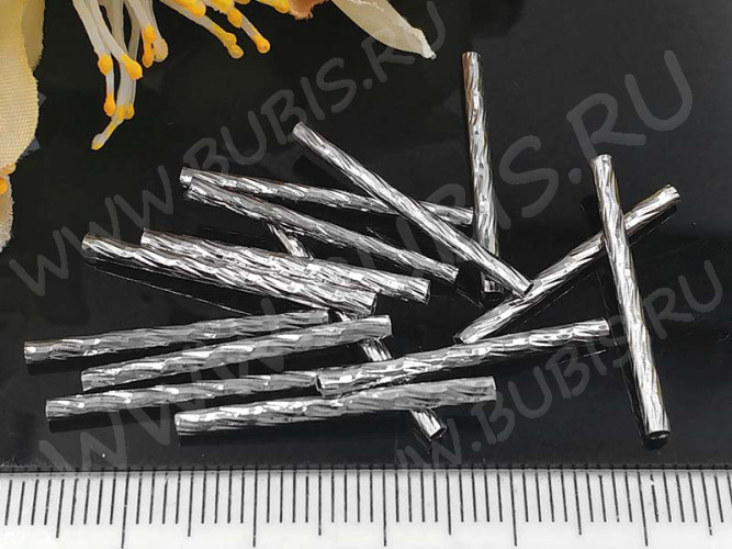 (СКИДКИ!!!) Трубочка металлическая 11 прямая витая 25*2*2мм цвет платины (Brass) (10шт.)