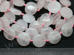 (ОПТ) Бусина каменная Круг 12 15*15*6,5мм Розовый кварц (камни) (НИТЬ)