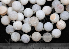 Бусина округлая 10мм матовый Агат кракле молочный (камни)