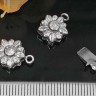 Замочек-застёжка №63 Цветочек со стразом на 1 нить 16,5*10*6мм цвет платины и прозрачный (Brass и стекло) Купить Замочек-застёжка №63 Цветочек со стразом на 1 нить 16,5*10*6мм цвет платины и прозрачный (Brass и стекло) с доставкой по России