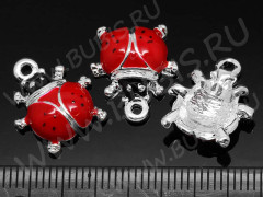 Подвеска Божья коровка 08 116*13,5*4,5мм красно-серебристая (цветные подвески)