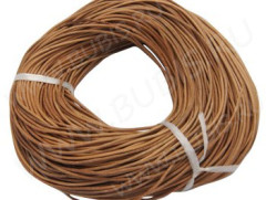 Шнур кожаный 16 воловья кожа округлый 2,5мм светло-коричнево-розовый (1м)