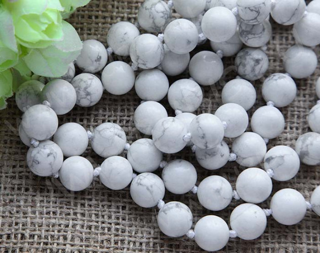 (ОПТ) Бусина округлая 12мм Кахолонг белый (камни) (НИТЬ)