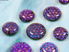 Кабошон Фьюзинг Круглый 14-20мм Дихроик на черном Синий Узор CU