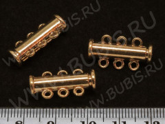 Магнитный замочек №21 слайдер, лифт на 3 нити 20*10*7мм розовое золото (Brass)