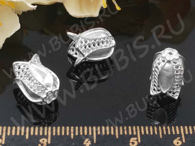 264 Шапочка ажурная 73 Тюльпанчик 11,5*9*8мм серебристая (Milano LUX) (Brass)