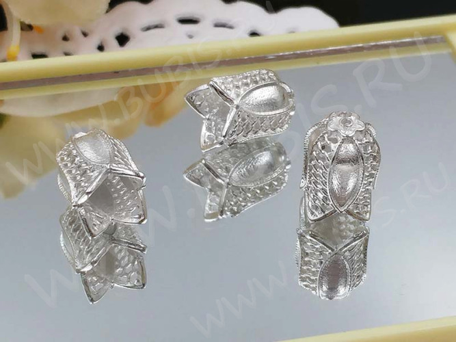 264 Шапочка ажурная 73 Тюльпанчик 11,5*9*8мм серебристая (Milano LUX) (Brass)