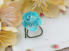 Цветок для декора 01 бумажный 70*10*10мм св.голубо-бирюзовый с белым (декор)