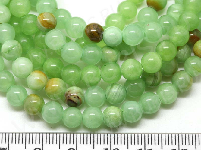 (СКИДКИ!!!) Бусина округлая 6мм Мраморный Оникс БЛ.св.зелёный (камни) (10шт.)