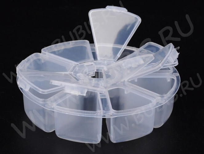 Контейнер для хранения 33 8 секций с крышками 10,5*10,5*2,6см прозрачный (пластик)