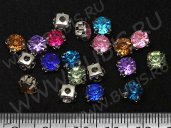 Декоративный элемент 057 Страз пришивной 6*6*5,5мм МИКС цветов и цвет платины (Brass) (20шт.)