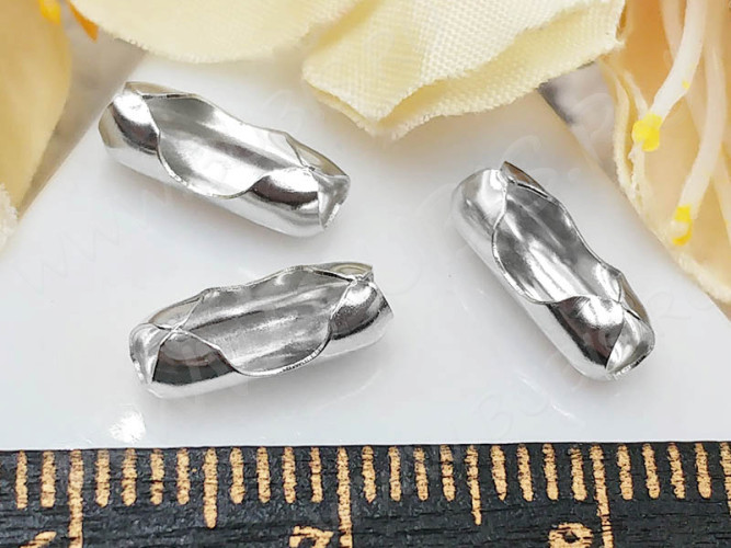 (СКИДКИ!!!) Замочек Фиксатор для шариковой цепочки 06 (для цепочки 2,5-3,5мм) 10*4*4мм цвет платины (Iron) (100шт.)