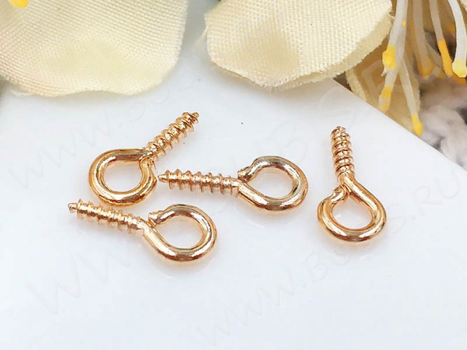 (СКИДКИ!!!) Штифт винтовой 17 толстый 8*4*1,3мм светлое розовое золото (Iron) (50шт.)