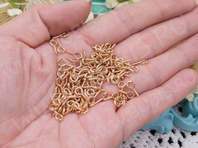 (СКИДКИ!!!) Штифт винтовой 17 толстый 8*4*1,3мм светлое розовое золото (Iron) (50шт.)