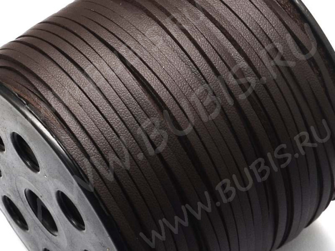 Шнур кожаный 49 кожзам полоска 2,7*1,5мм тёмно-коричневый (1м)