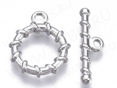 175 Тоггл округлый витой 19*16мм и 22*6мм цвет платины (Хирургическая сталь)